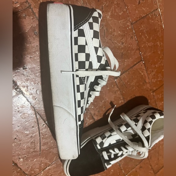 Vans Old Skool black & white checkered lace up sneakers size men’s 8 women’s 9.5 - Picture 2 of 8